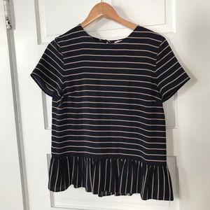 Red Fleece blue silk blouse